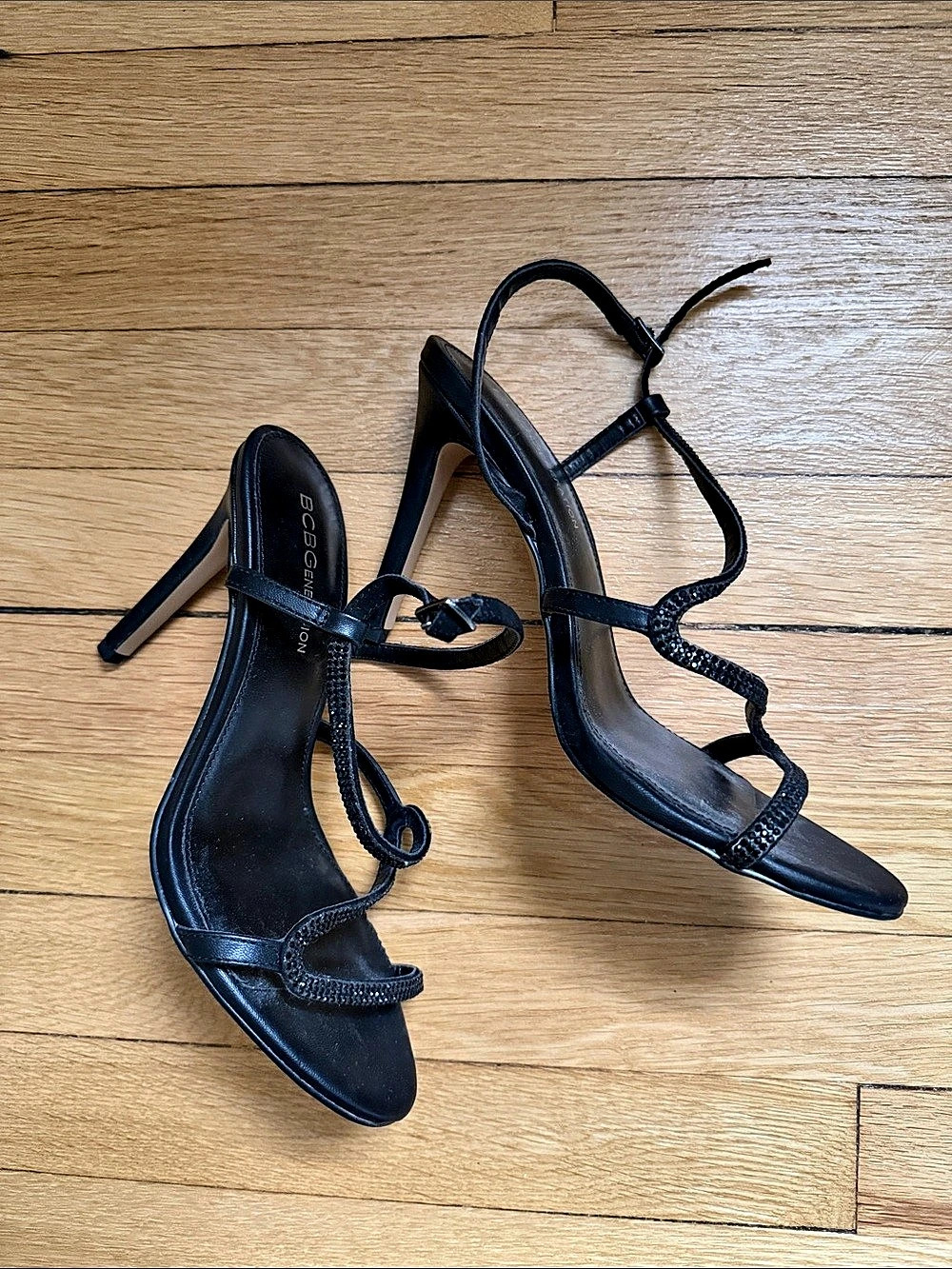 BCBGeneration Joliny Black Strappy Heels Size 8.5